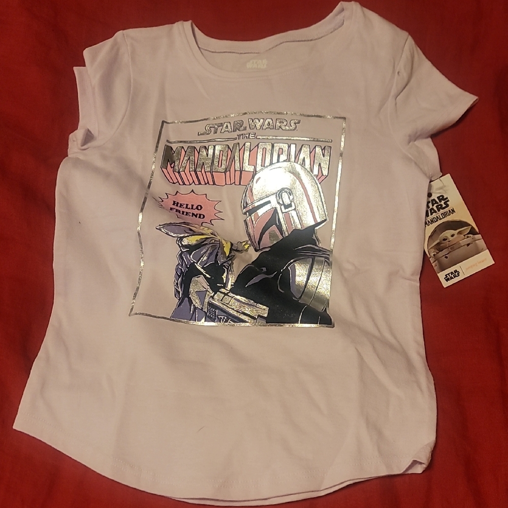 Star Wars Mandalorian Kids Tee - White and Silver